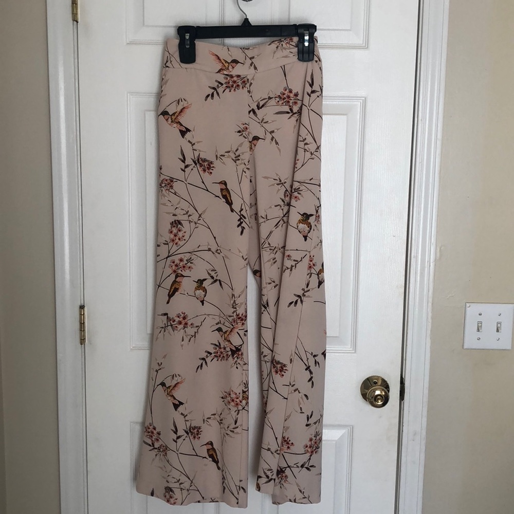 Paper bag waist wide leg dress pants